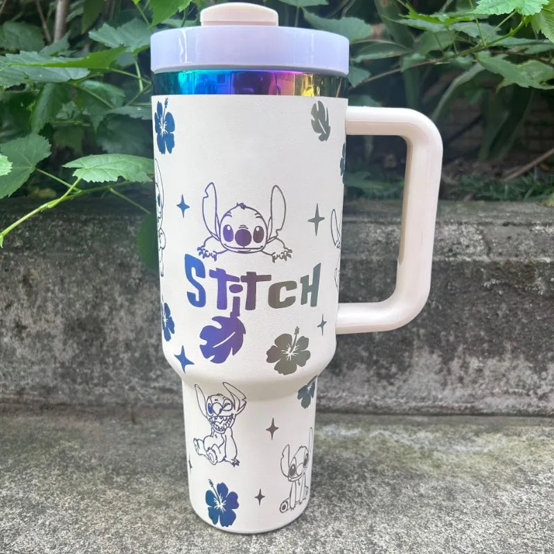 40OZ Disney Stitch STRAW CUP Anime Cartoon Stainless Steel Vacuum Insulated Cup Portable Car Water Cup Holiday Gifts