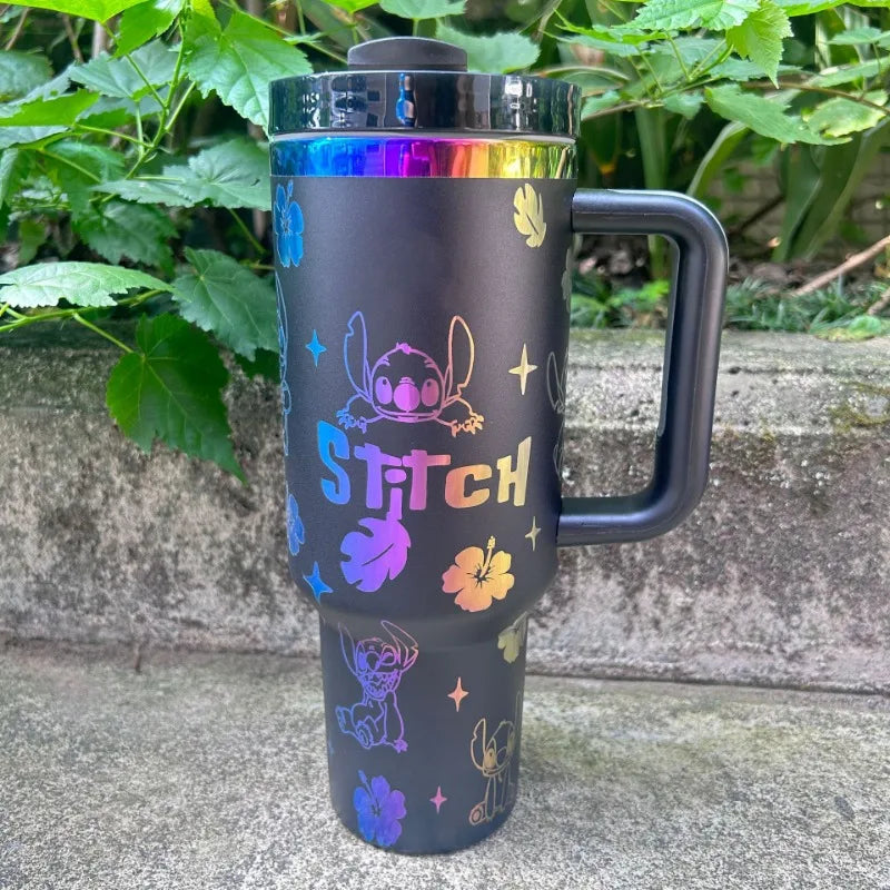 40OZ Disney Stitch STRAW CUP Anime Cartoon Stainless Steel Vacuum Insulated Cup Portable Car Water Cup Holiday Gifts