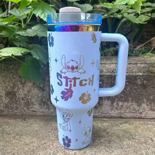 40OZ Disney Stitch STRAW CUP Anime Cartoon Stainless Steel Vacuum Insulated Cup Portable Car Water Cup Holiday Gifts
