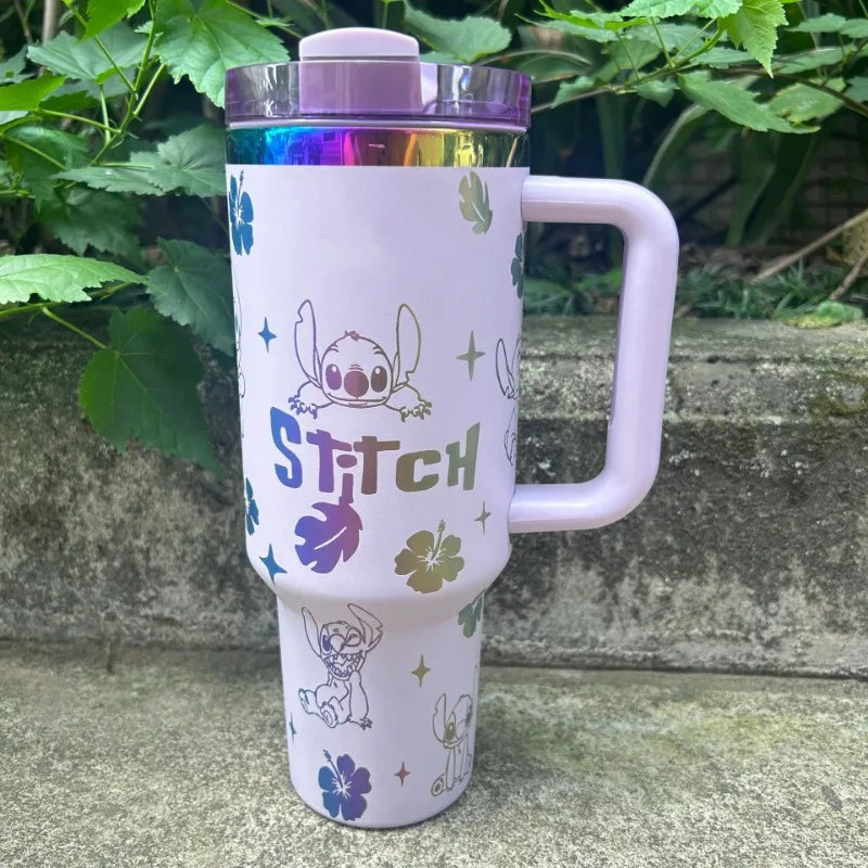 40OZ Disney Stitch STRAW CUP Anime Cartoon Stainless Steel Vacuum Insulated Cup Portable Car Water Cup Holiday Gifts