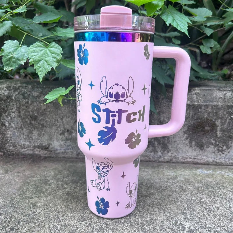 40OZ Disney Stitch STRAW CUP Anime Cartoon Stainless Steel Vacuum Insulated Cup Portable Car Water Cup Holiday Gifts